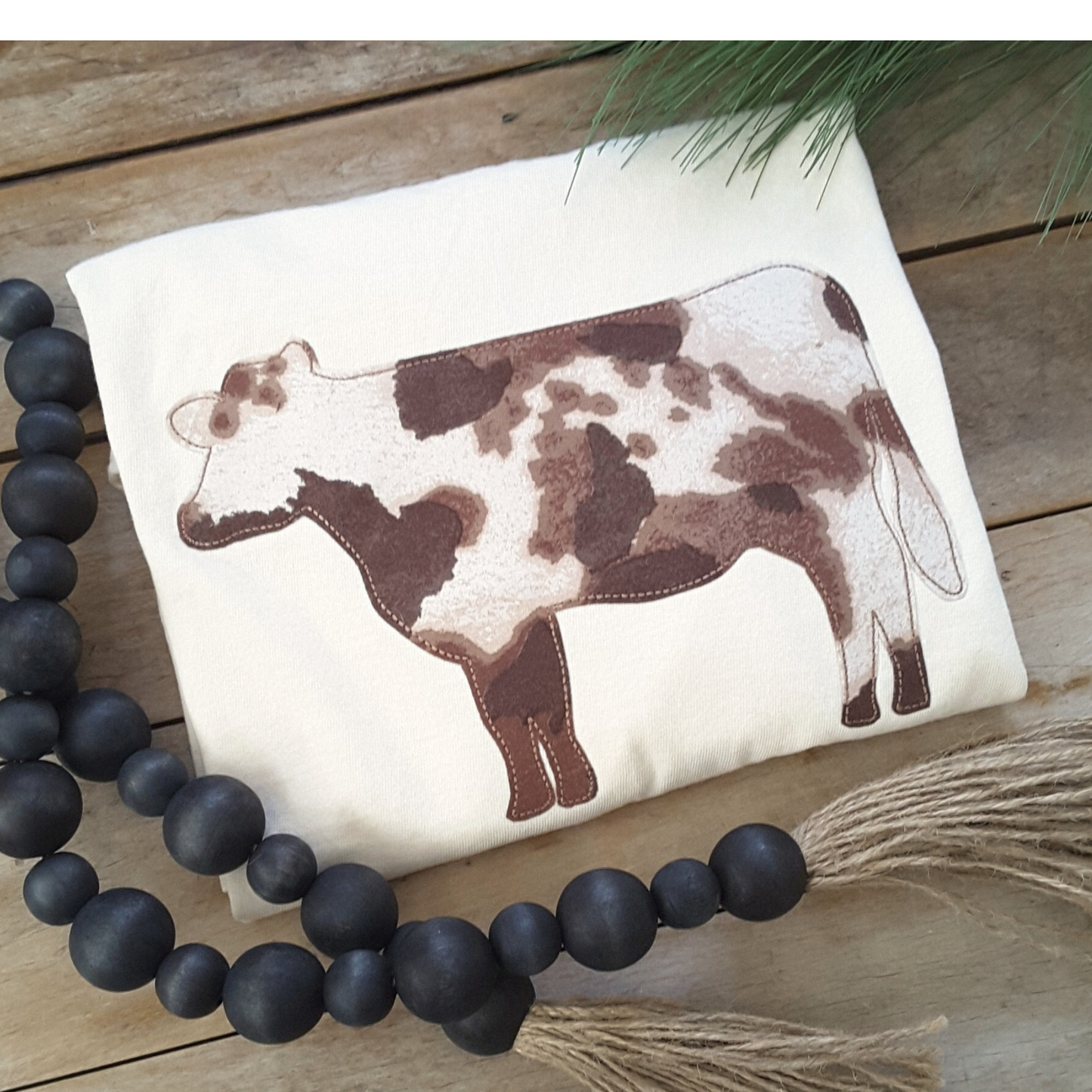 Cowhide Applique Embroidered Shirt