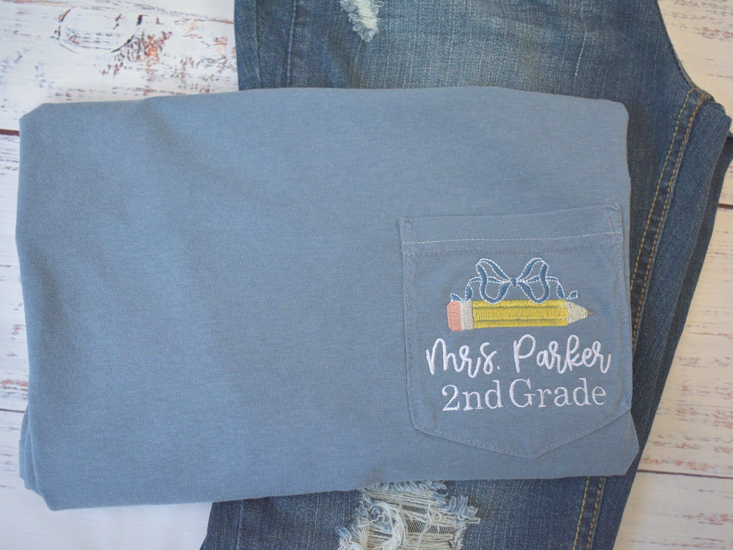 Coquette Bow/Pencil Teacher Shirt image 6