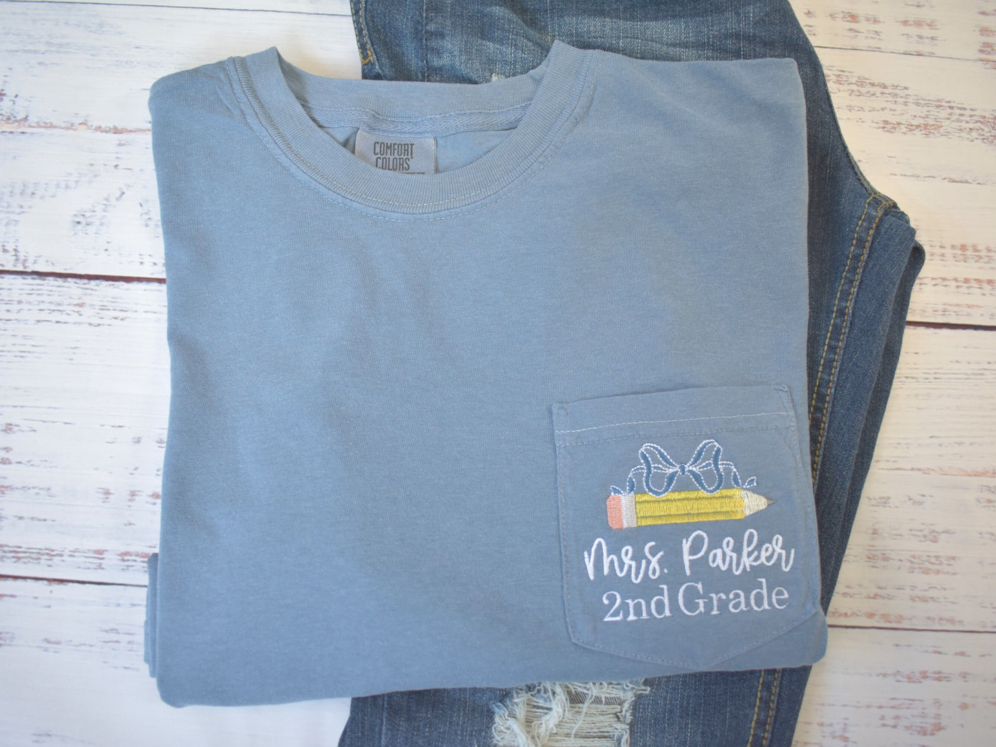 Coquette Bow/Pencil Teacher Shirt image 0