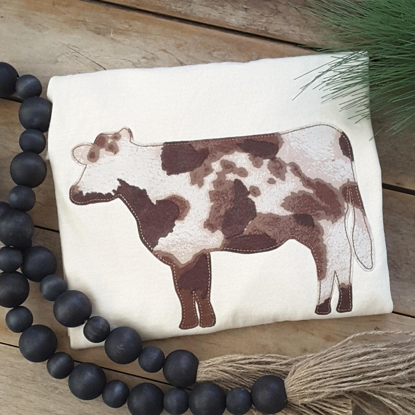 Cowhide Applique Embroidered Shirt